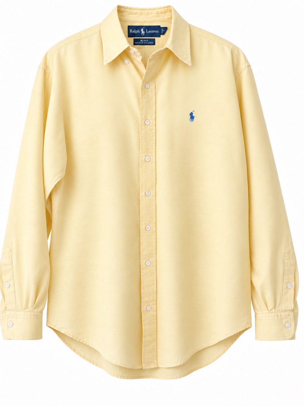 Ralph Lauren Blake Men’s Yellow Silk Linen Button Down Shirt L